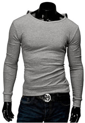 New 2022 Arrival Men's Solid Tops Tees T-Shirt Men Cotton  Men's T-shirt With Hat Long Sleeve Men T- Shirt