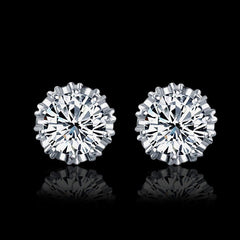 Fashion Round Shape 2 Carat Cubic Zircon 2022 CZ  Crown Stud Earrings For Women