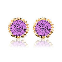 Fashion Round Shape 2 Carat Cubic Zircon 2022 CZ  Crown Stud Earrings For Women