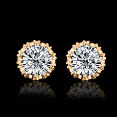 Fashion Round Shape 2 Carat Cubic Zircon 2022 CZ  Crown Stud Earrings For Women