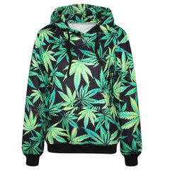 Harajuku Hoodies Women Pullovers 2022 Print Weeds Green Leaves 3D Women Hooded Sweatshirt With Pockets