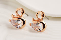 High Quality Zircon Crystal Swan Earrings 2022 Unique Design Small Animal Metal Earrings High-end Jewelry Wholesale