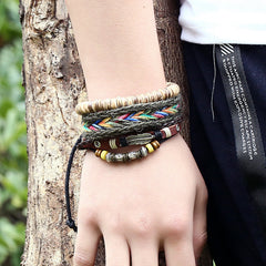 Hot Selling Handmade 2022 multi-layer leather bracelet New Fashion Woven bracelets Bracelets For Christmas Gifts New Year