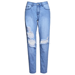 New 2022 Arrival Women Jeans Mid Waist Women Hole Pants Summer Denim Jeans Pants Light Washed Loose Cotton Trousers