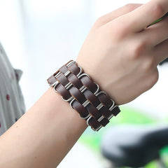 2019 New Fashion Jewelry High Quality Wide Bangle Rivet Alloy Leather Bracelets Men's Vintage Casual Punk Bracelet