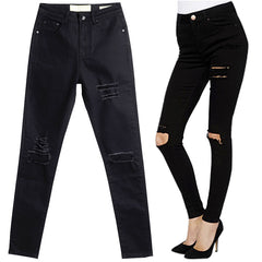 New 2022 Arrival Skinny Women Jeans High Waist Pencil Pants Slim Ripped Black Jeans Trousers