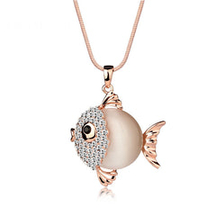 2019 New Fashion Accessories Cute Fish Shape Necklace Pendants New Arrival Long Chain Sweater Chain 3 Colors