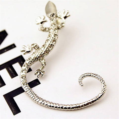 New 2022 Arrival Rhinestone Ear cuff Earrings luxury Rose Gold Exaggerated Gecko Lizards Stud Earrings