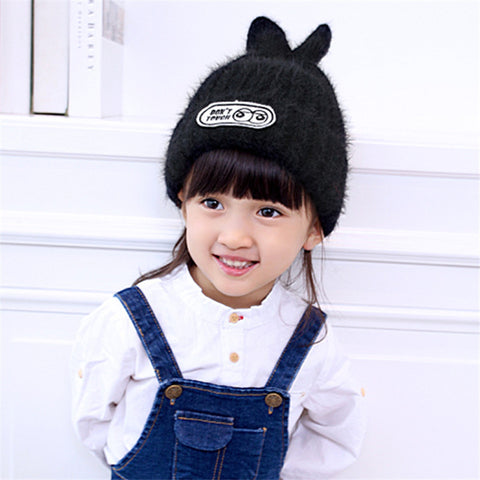 New 2022 Creative Design Small Rabbit Children's Wool Cap Winter Fashion Warm Knit Hat for Girl Gift