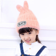 New 2022 Creative Design Small Rabbit Children's Wool Cap Winter Fashion Warm Knit Hat for Girl Gift