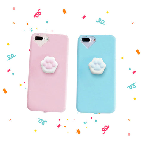 3D Cartoon Cute Squishy Cat Claw Case for iPhone 6 6S 7 Plus Fundas Funny Pressure Release Soft Squishi Squeeze Cats Phone Cases